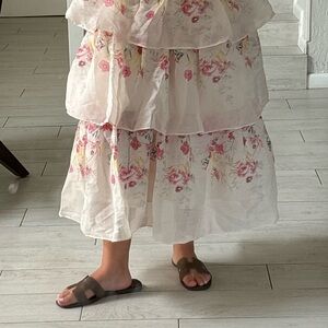 MOTF Cream Bubble Tiered Maxi Skirt